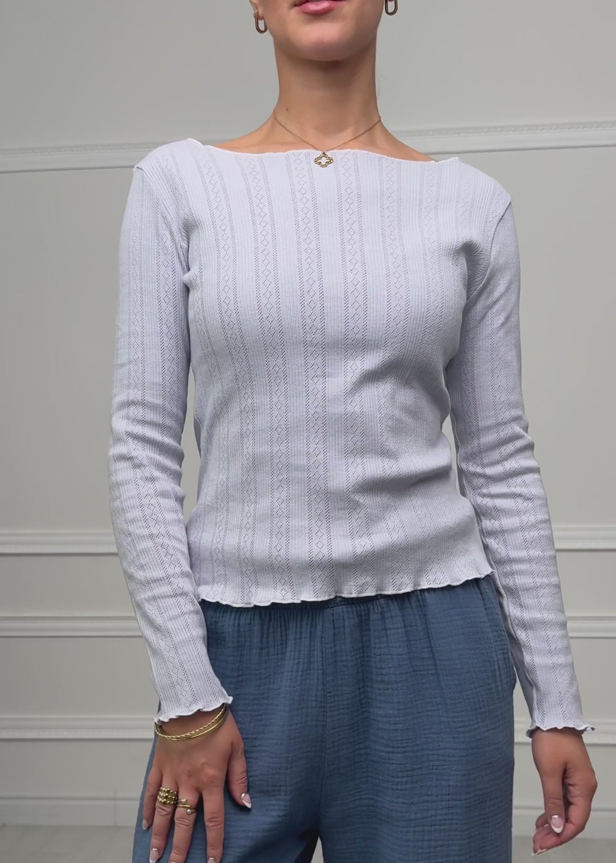 Pointelle Langarmshirt - flieder by SASSYCLASSY