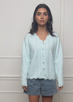 Pointelle Strickjacke - hellblau