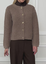 Bouclé Strickjacke - taupe