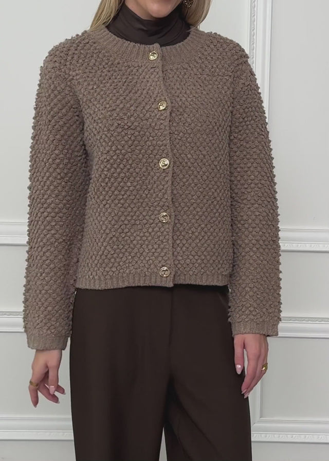 Bouclé cardigan - taupe by SASSYCLASSY