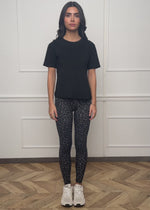 High Waist Sportleggings mit Leo-Print - grau