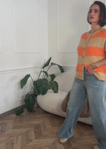 Cardigan with block stripes - orange