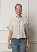 Musselin Bluse mit angeschnittenem kurzen Arm - hellbeige