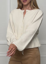 Strickjacke mit verstellbarem Kordelzug - offwhite