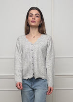 Pointelle Strickjacke - hellgrau