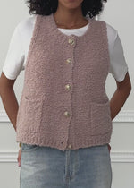 Bouclé-Weste mit Taschen - altrosa