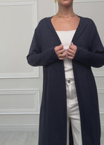 Maxi-Cardigan aus fließendem Jersey - dunkelblau