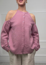 Musselin Bluse mit Cut-Outs - altrosa