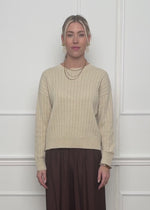 Feinstrickpullover mit strukturierten Streifen - beige