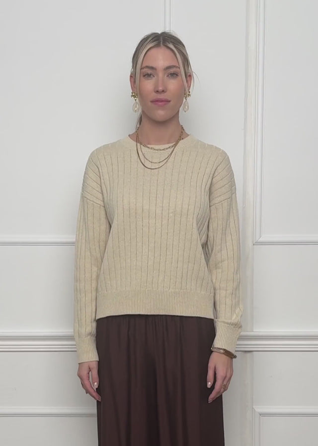 Ribbed cotton jumper - beige by SASSYCLASSY