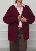 Oversize Cardigan mit Volantärmeln - burgundy