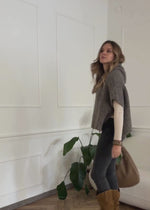 Jessica Haller poncho with hoodie and cable knit detail - taupe