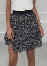 Flounce skirt with ruffles, black
