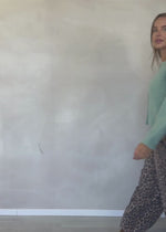 Cardigan with V -neck - sage green