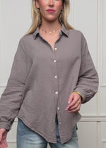 Muslin blouse oversize, short, taupe