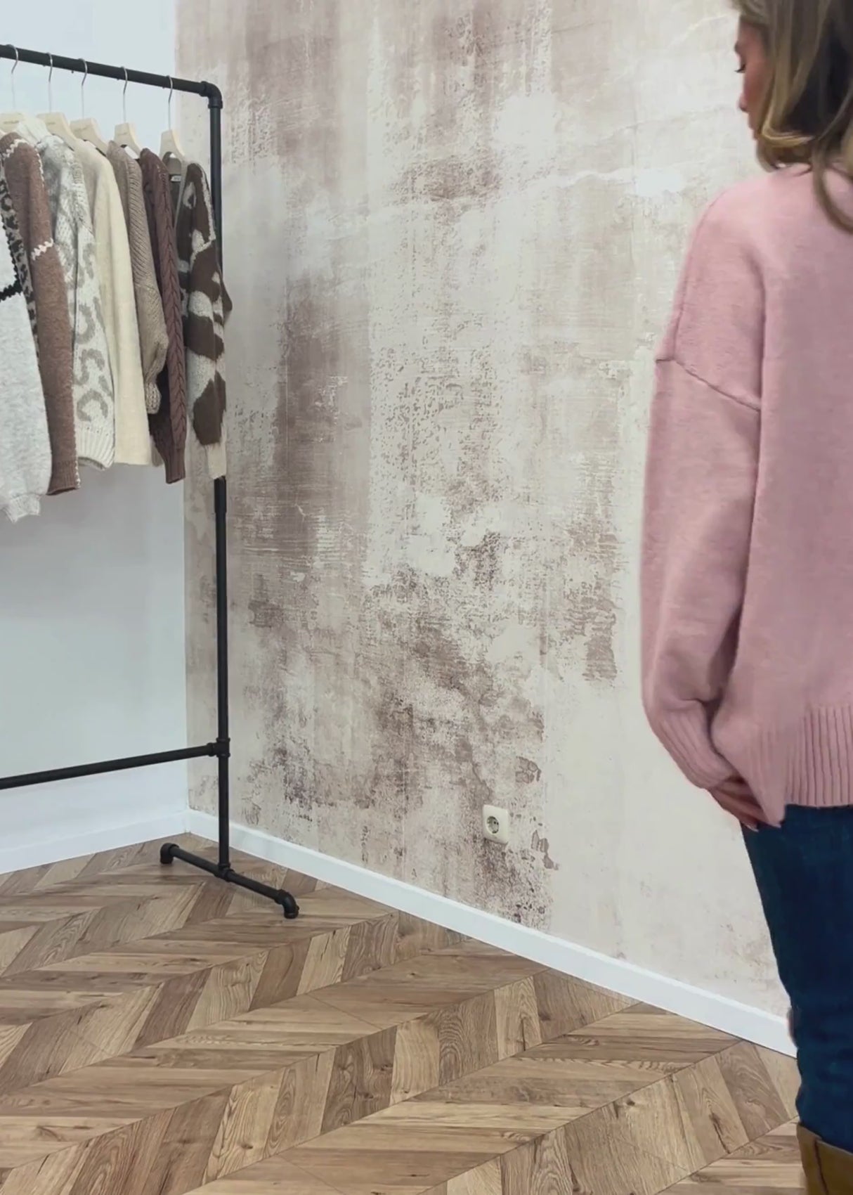 Oversized cardigan with pockets - powder pink