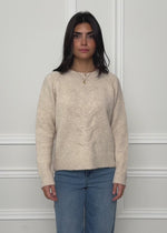 Knitted jumper with cable knit pattern - beige