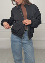 Blousonjacke mit elastischem Bund - schwarz