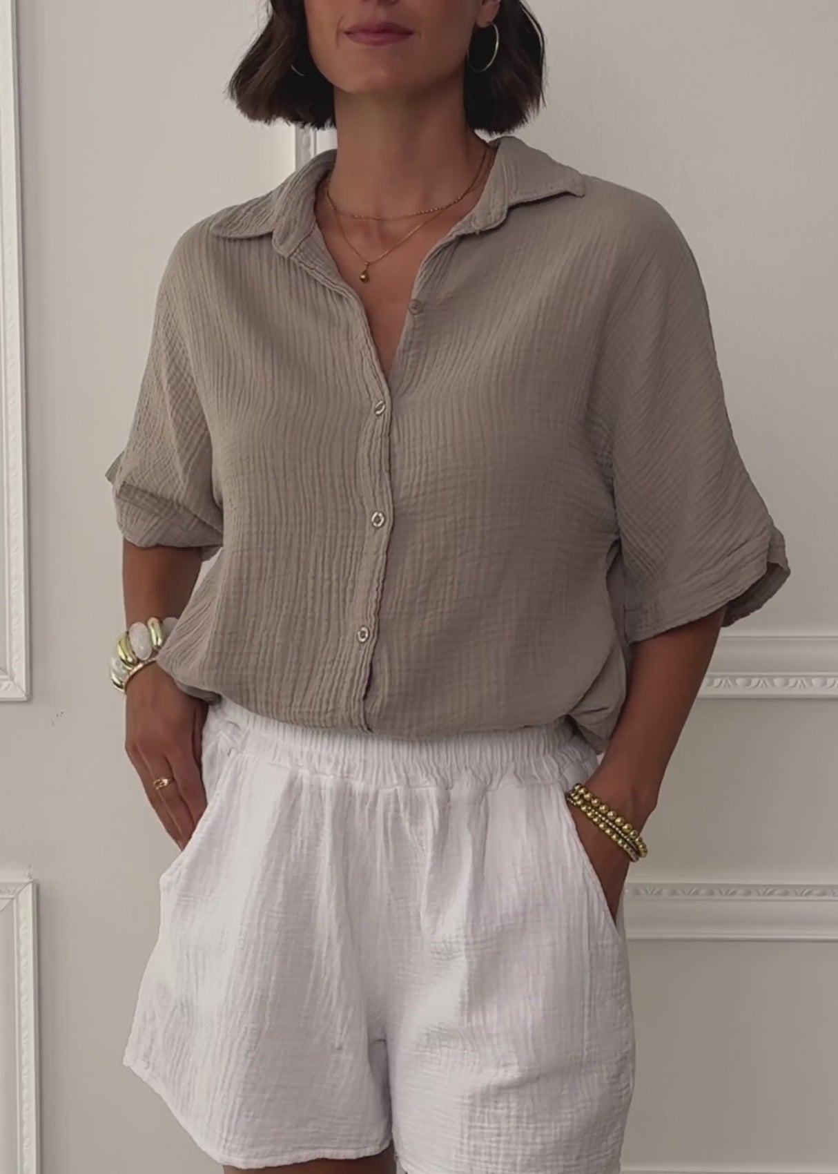 Musselinbluse mit Zugbandsaum - clay von SASSYCLASSY