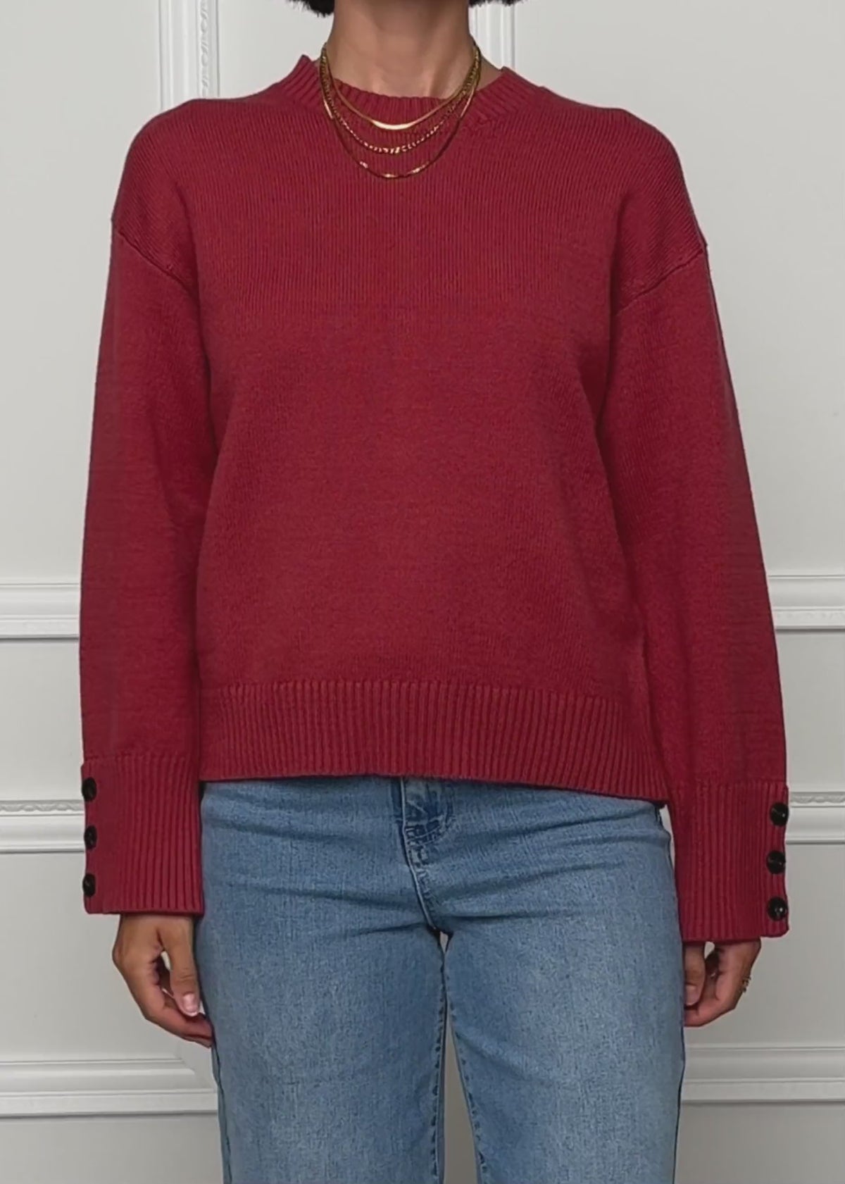 Strickpullover mit Knopfdetail - rostrot - SASSYCLASSY