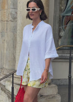 Musselin Bluse mit halblangen Ärmeln - weiß