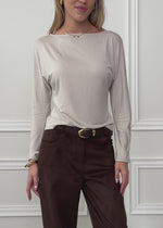 Langarmshirt mit Fledermausärmeln - beige