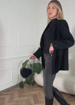 Spitzen-Top mit Stehkragen - schwarz