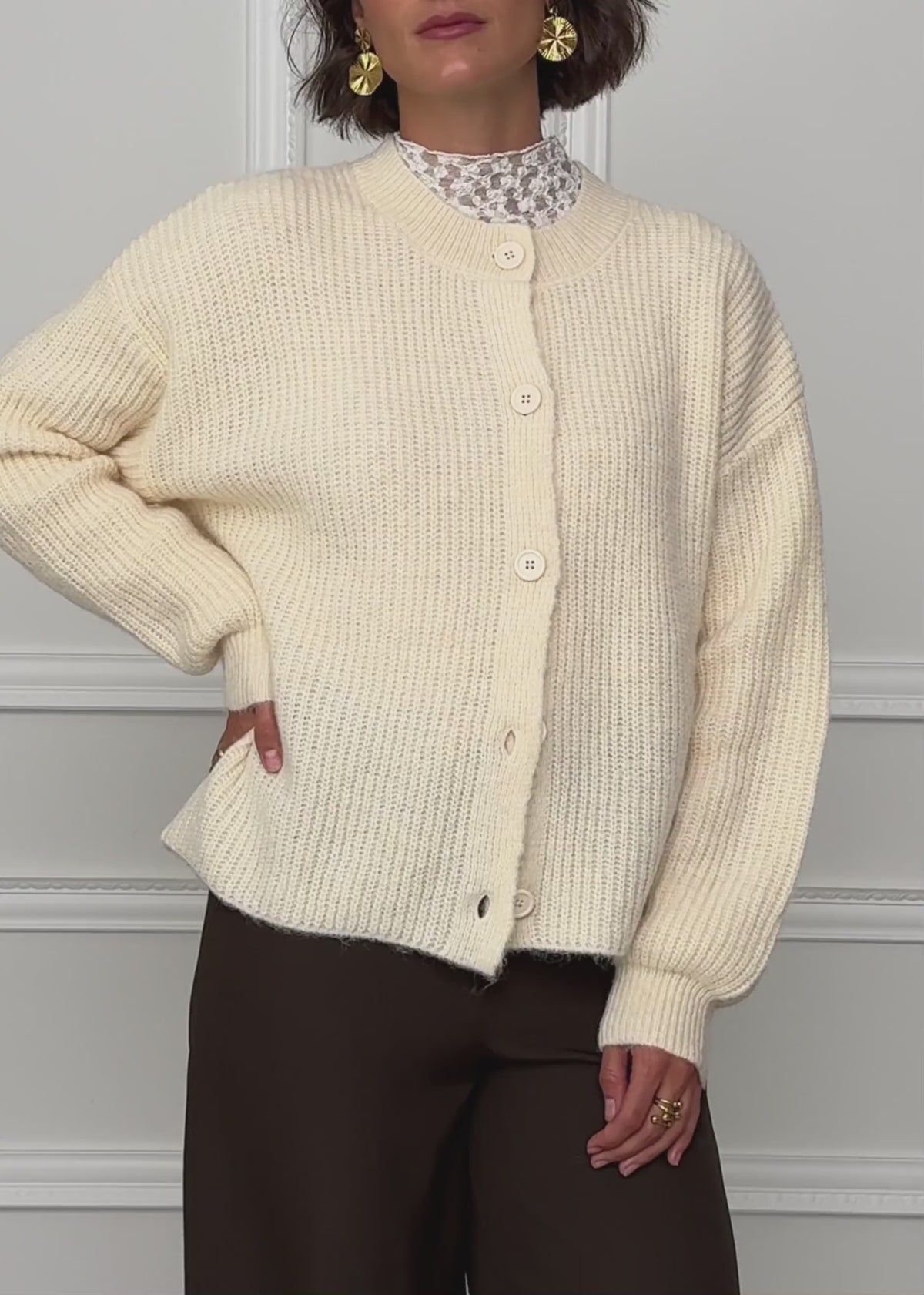 Cardigan mit Rundhalsausschnitt - offwhite von SASSYCLASSY
