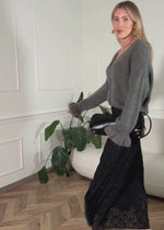 Lace skirt in midi length - black