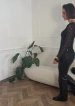 Asymmetrical lace top - black