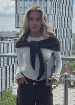 Langarmshirt mit Spitzeneinsatz  - offwhite