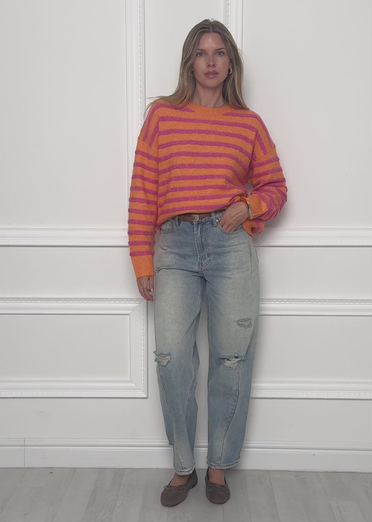 Strickpullover mit Streifen-Design - pink-orange by SASSYCLASSY