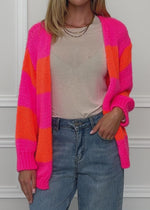 Striped oversize cardigan - pink orange