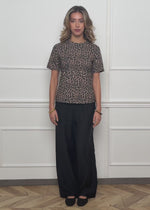 Shiny fabric trousers with a straight leg - black