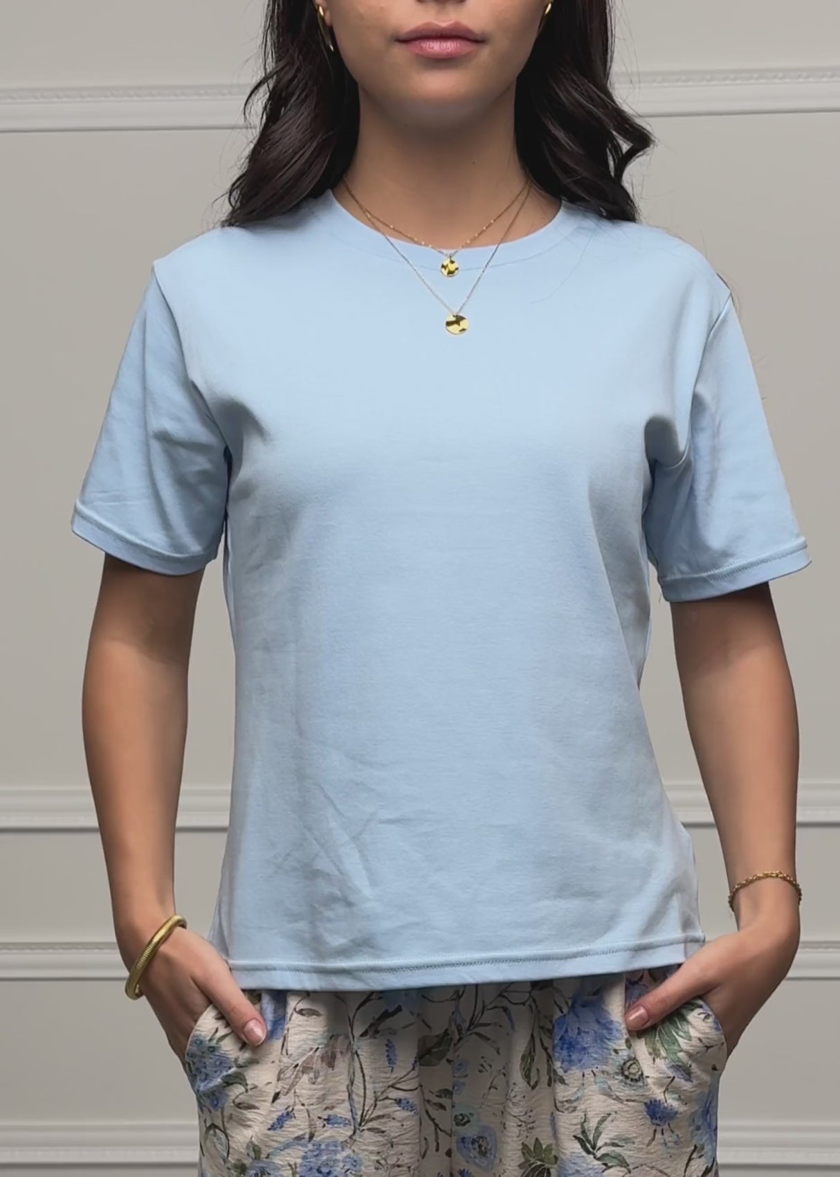 Rundhals T-Shirt - hellblau