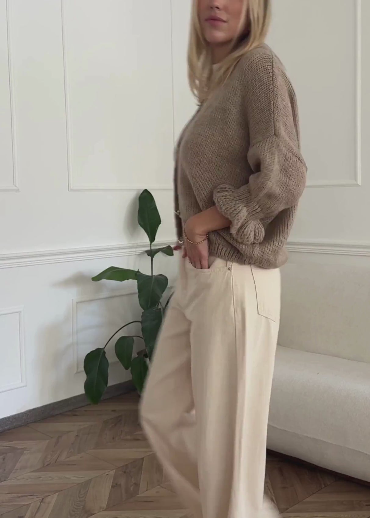 Cardigan mit 3/4-Ärmeln - taupe