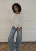 Pointelle long-sleeved shirt - white