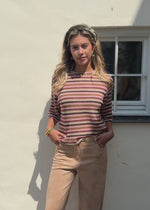 Gestreiftes Oversize Strick Shirt - rosa