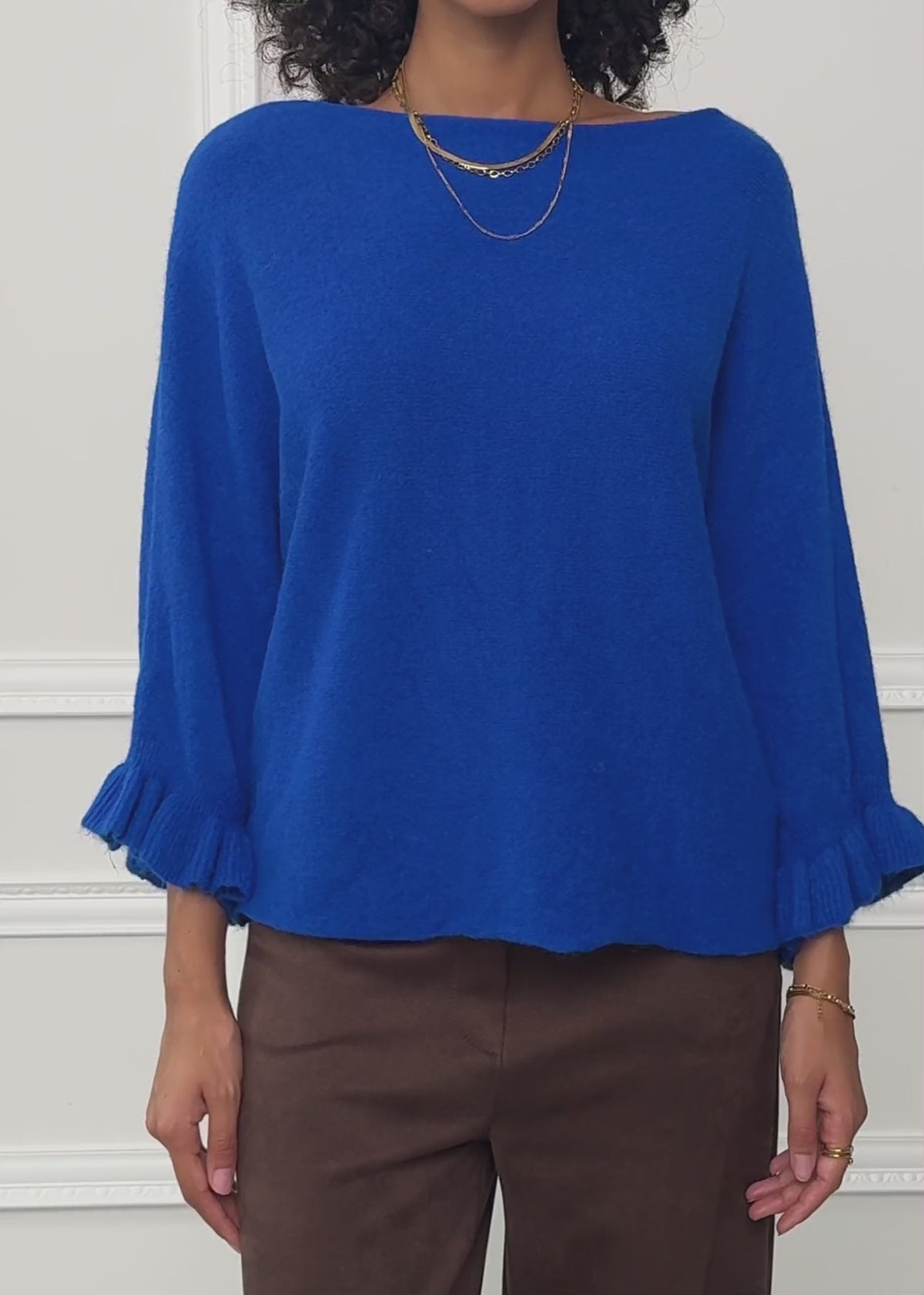 Oversize Pullover mit U-Boot Ausschnitt - kobaltblau by SASSYCLASSY