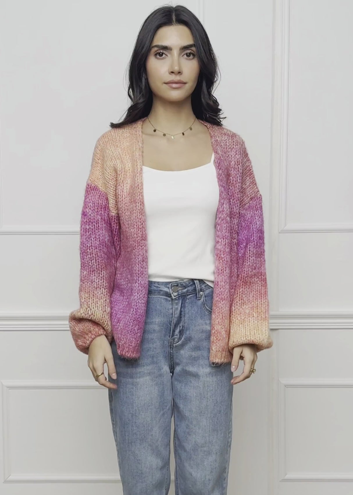 Open cardigan with color gradient - pink