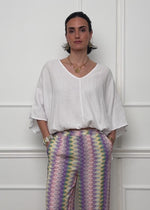 Oversize Musselin Shirt mit Tunnelzug - weiß