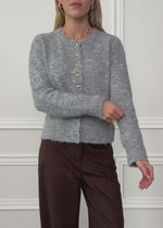Strickjacke mit Herzknöpfen - grau