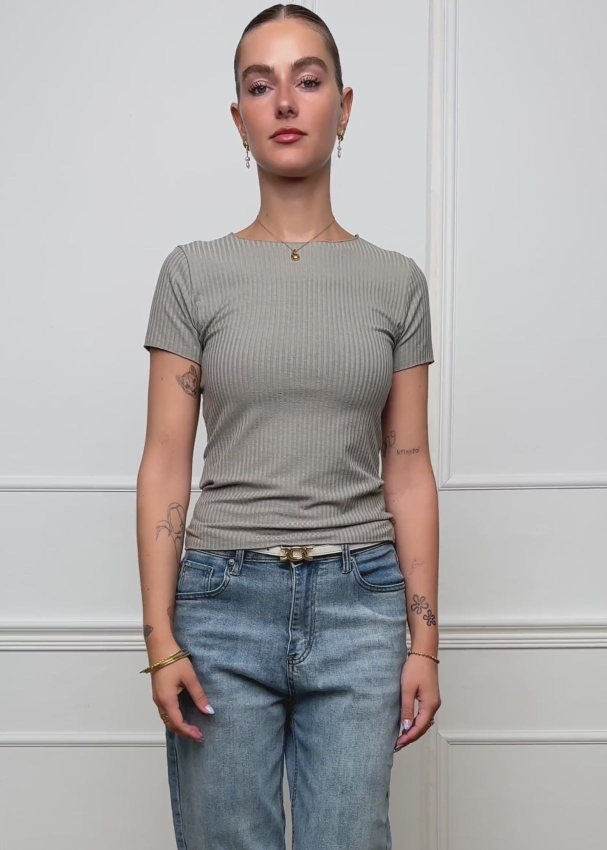 Crop-Shirt, grau