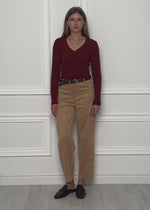 Langarmshirt mit V-Ausschnitt - burgundy