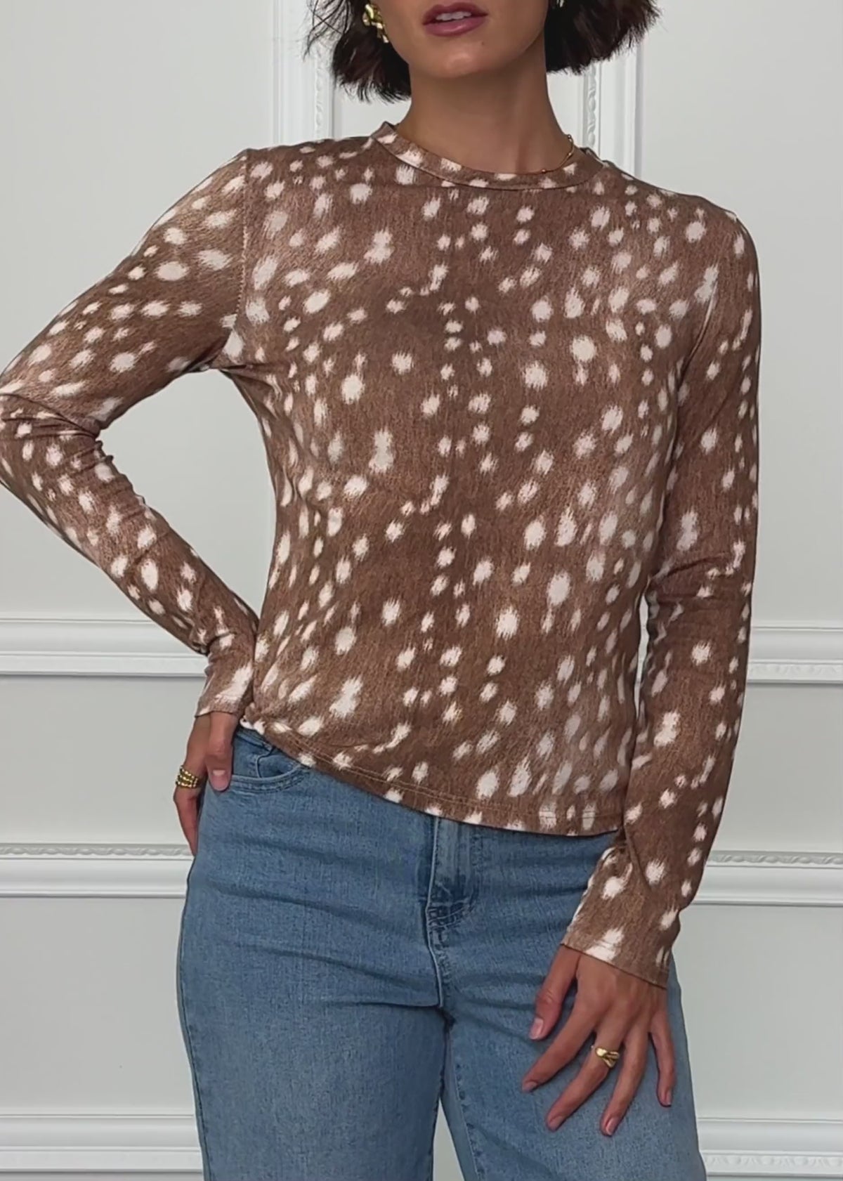 Long-sleeve top with Bambi print - dark brown by SASSYCLASSY