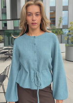 Cardigan with adjustable drawstring - petrol