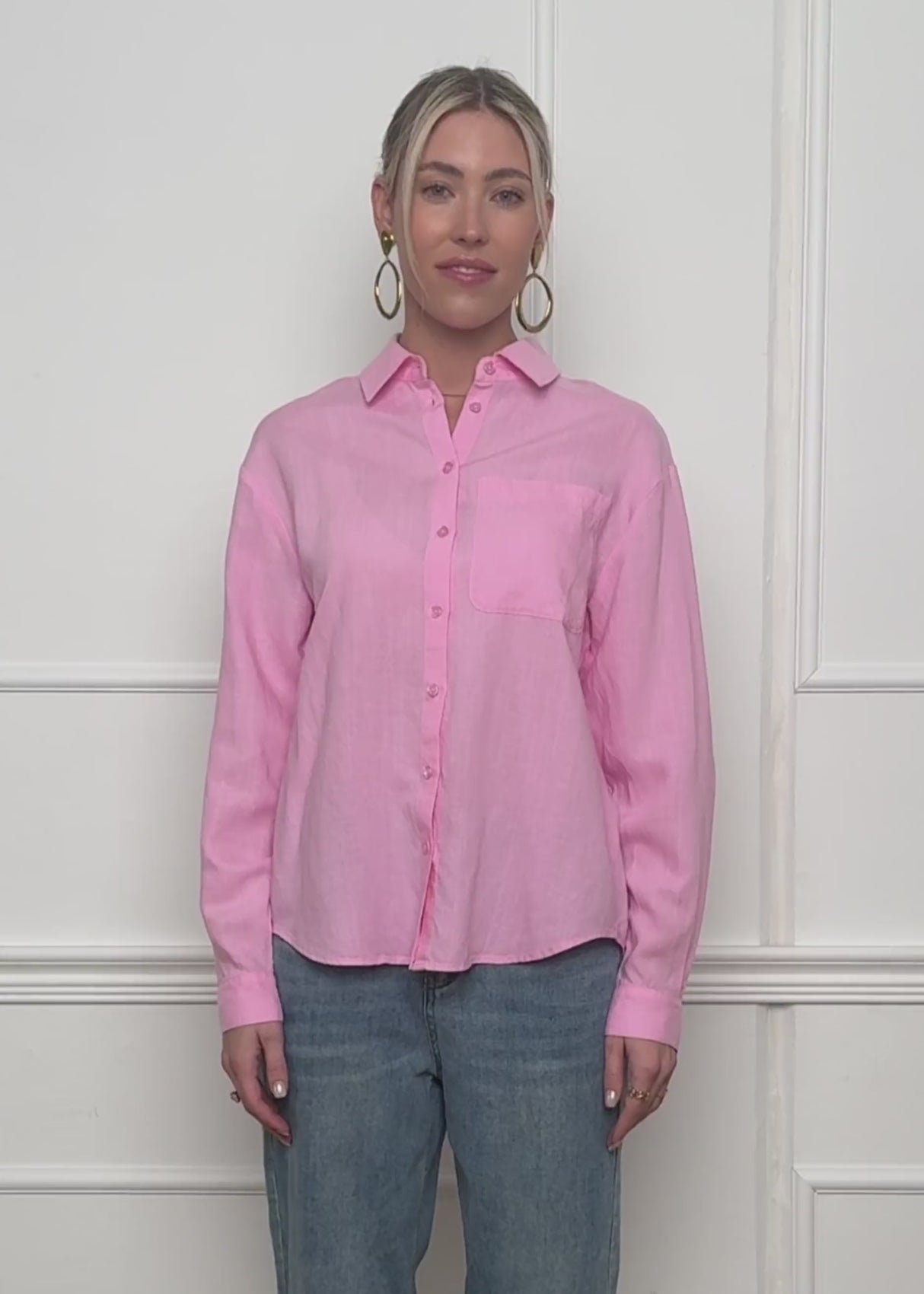 Linen shirt blouse - pink