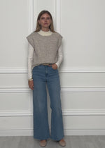 Geringelter Pullunder mit Stehkragen - taupe-offwhite