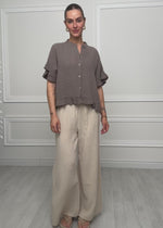 Musselin Hose mit weitem Bein - beige