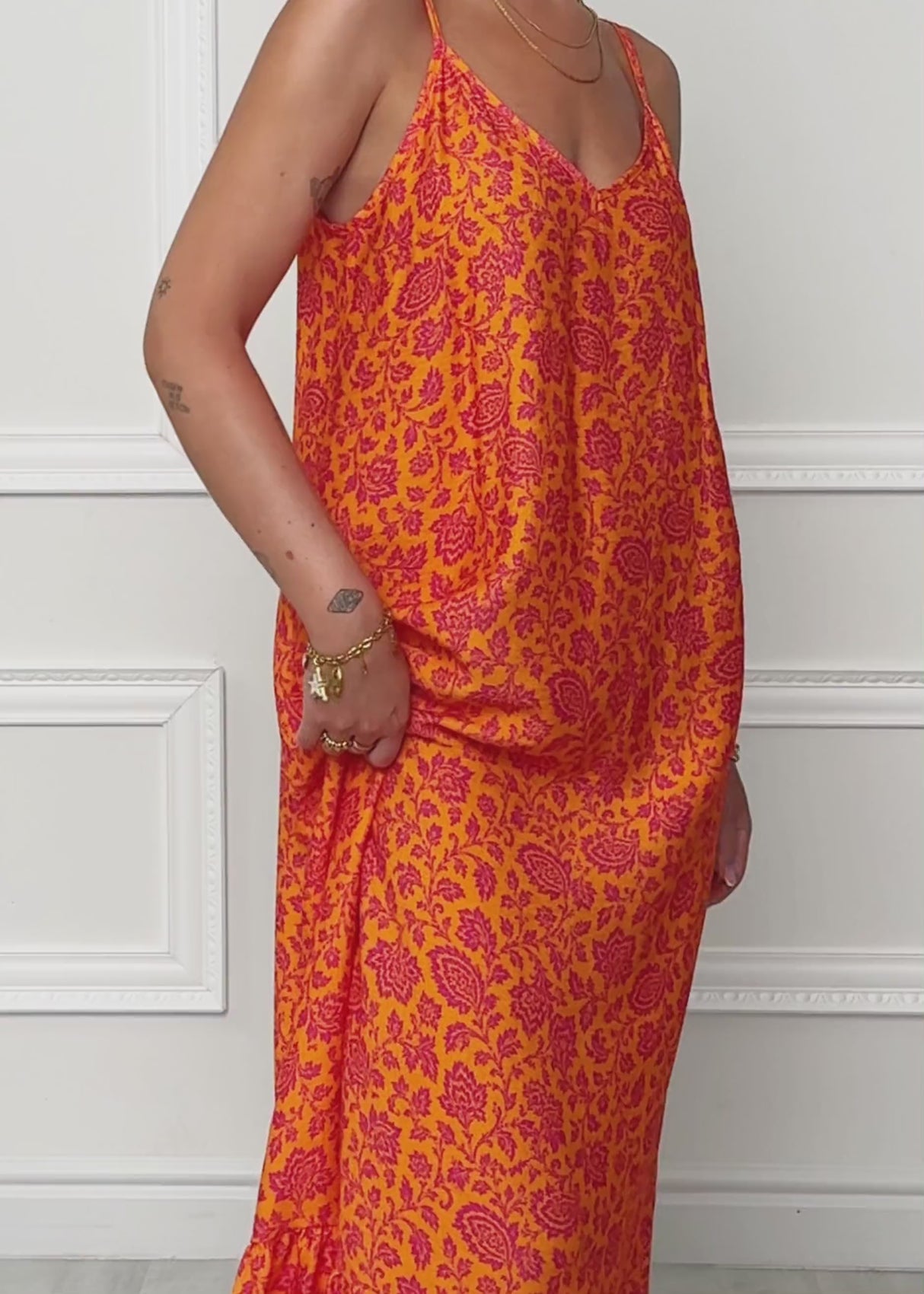 Maxikleid mit floralem Print - orange von SASSYCLASSY